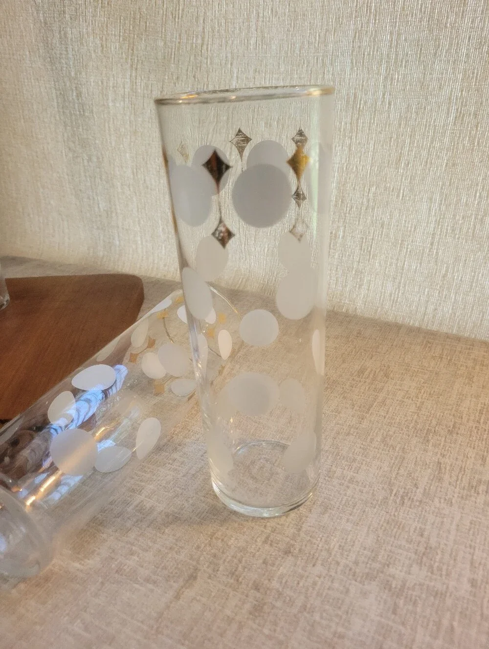 Libby Highball Collins White Dot Gold-Trim Glass Retro - Home Accents